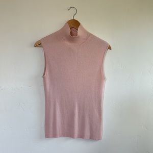Vintage Pink Ribbed Sleeveless Turtleneck